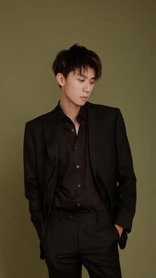 任宥纶帅气黑色西装时尚迷人写真,明星-手机壁纸
