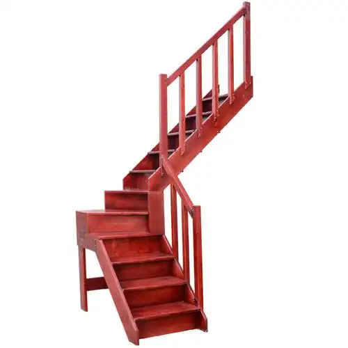 定制阁楼楼梯室内外楼梯复式楼转角实木三转平台楼梯室内旋转楼梯