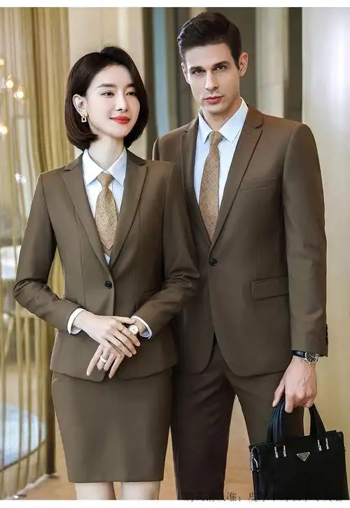 皮尔卡丹轻奢职业西装商务定制男女酒店工装气质西服银行售楼部工作服