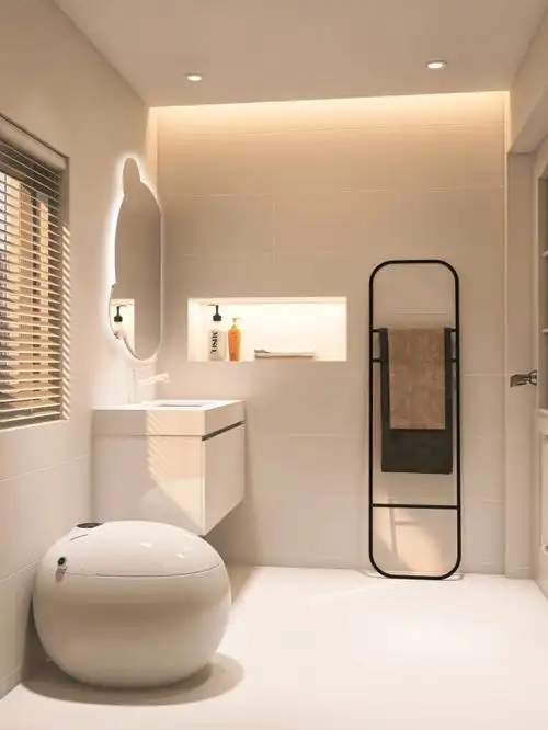 90简约且精致的质感浴室装修,智能马桶也要讲究又耐用~98极简风的