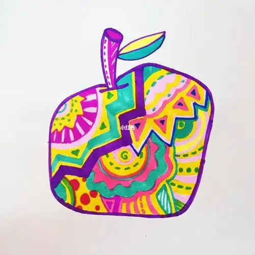 抽象苹果儿创线描设计简单