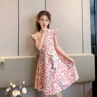 zmva儿童装女童夏季连衣裙中大女孩碎花洋气小学生公主裙子夏装潮8岁9