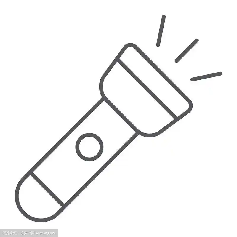 手电筒细线图标灯和电