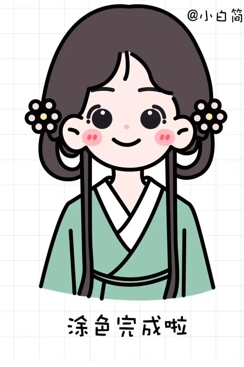 简笔画古代女孩头像.#儿童简笔画 #q版人物 #一起学画画  - 抖音