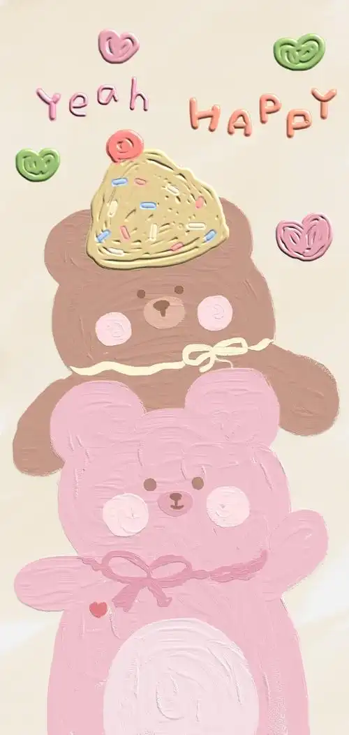 少女心可可爱爱软萌油画壁纸紫色手绘小兔小熊超萌全屏壁纸仙女加关注