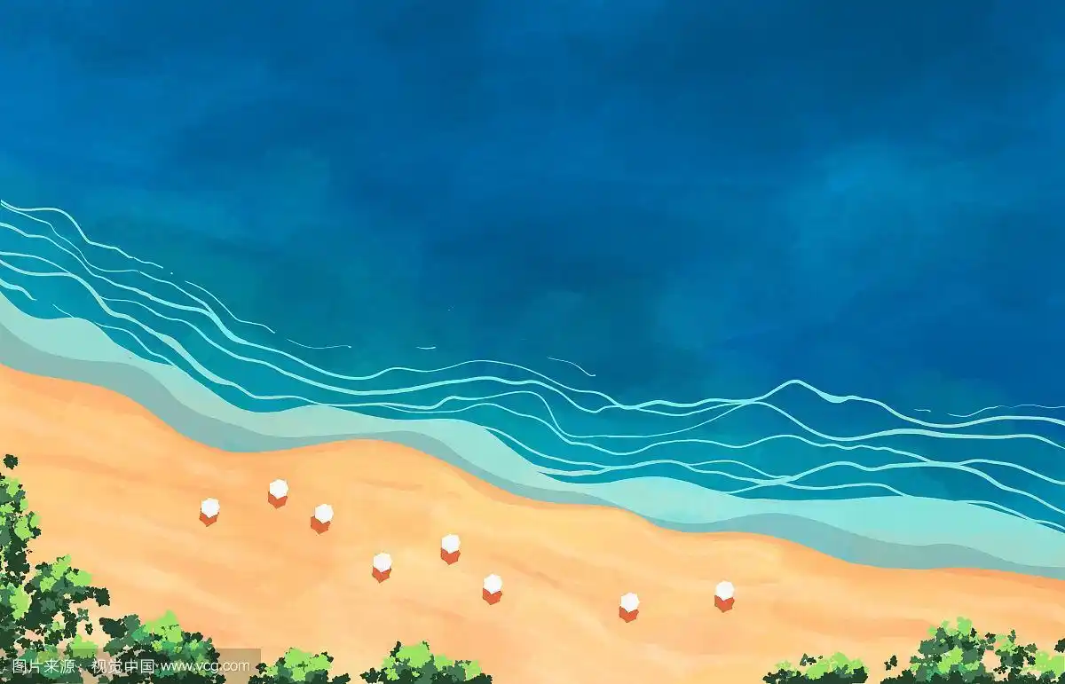 海与沙滩热带度假风景插画横版