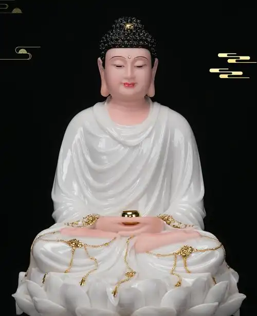 汉白玉石雕南无阿弥陀佛像药师佛佛像释迦牟尼佛三宝佛家用摆件12寸阿