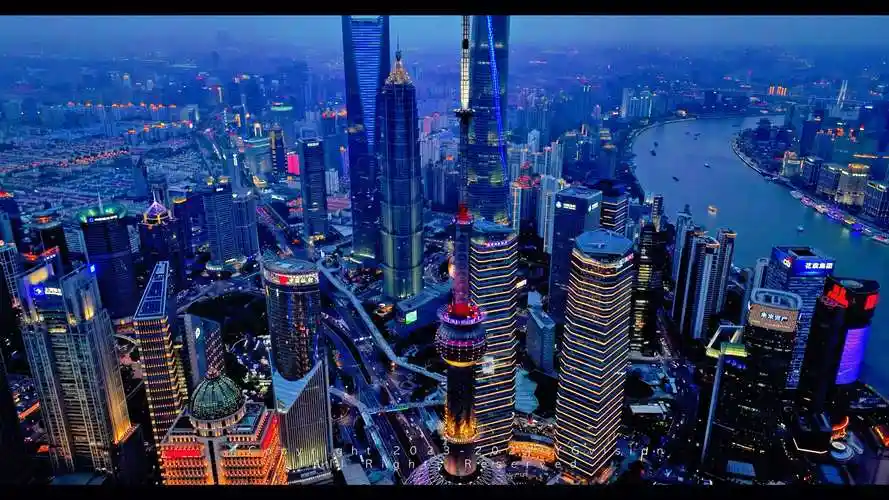 上海陆家嘴夜景航拍