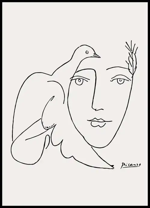 北欧欧风毕加索和平鸽线条装饰装饰画画艺术极简客厅现代装饰画