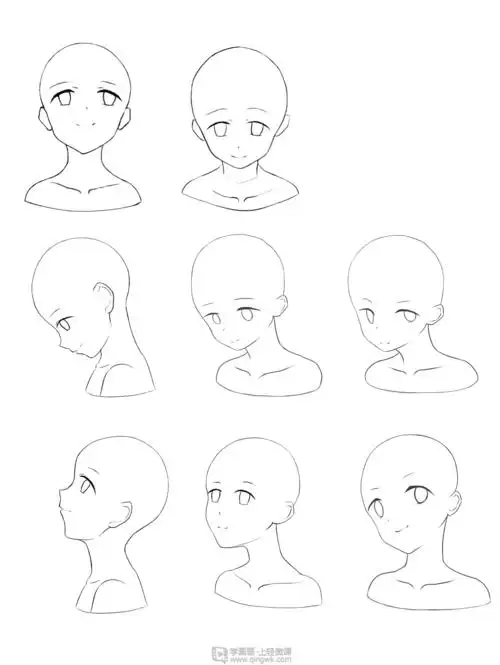 作业:动漫人物头部仰视,俯视的画法训练 - rh-15-238 飞鸟 - 轻微课