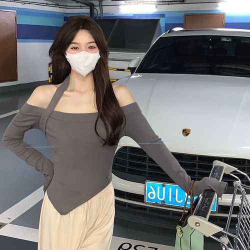 网红抖音直播衣服女款主播服装上镜性感露肩一字领超仙气质上衣春