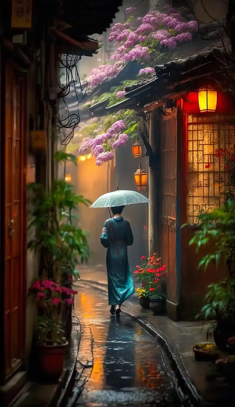 烟雨蒙蒙的江南,夜色多迷人.#江南烟雨色