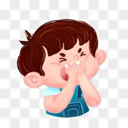 卡通手绘小男孩捂嘴大笑元素