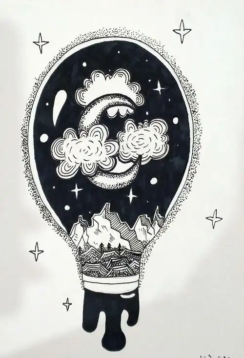 日常临摹4 黑白创意灯泡