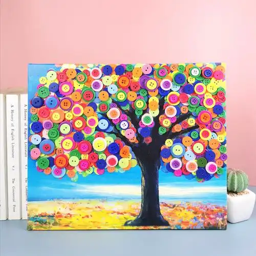 手工diy材料包纽扣画半成品幼儿园亲子创意儿童自制风景画劳动节