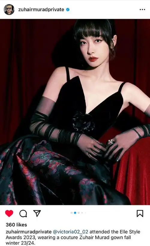 murad创始人&创意总监更新instagram:victoria song 宋茜身着zuhair
