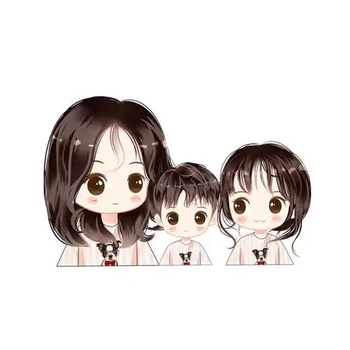 动漫风头像设计,一家三口,四口手绘头像,男生女生头像