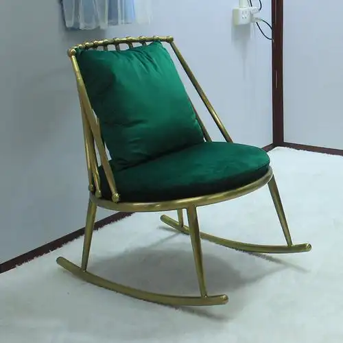 摇椅不锈钢金属椅休闲椅单人沙发设计感轻奢摇摇椅阳台艾丽沙发椅