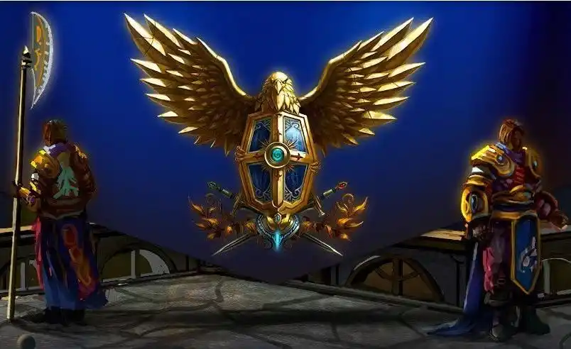 求英雄联盟lol的标志图. 就是 一个盾牌中间插把剑两边有翅膀.