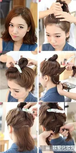 教你一款专门适用于短发妹子的短卷发丸子头图解 - 发型设计 - 我爱