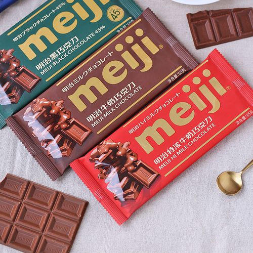 巧克力meiji明治巧克力排块特浓黑65g片装牛奶牛奶巧克力