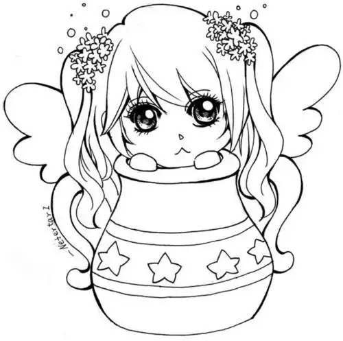 双鱼座动漫美女简笔画