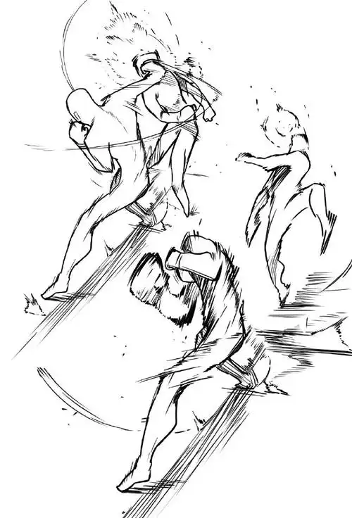 绘画参考#分享一些打斗人体素材参考!