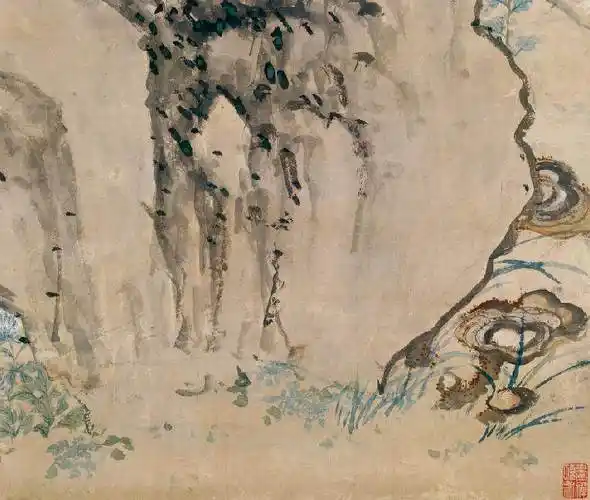 084天津博物馆清邹一桂翠柏双喜图国画画心字画宣纸高清微喷画芯-图1