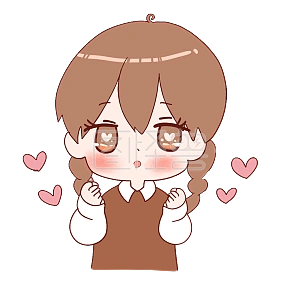 图怪兽原创元素卡通可爱小女孩表情包心动
