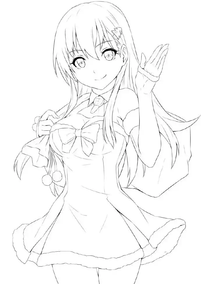 动漫少女插画线稿作品集,超可爱的动漫人物线稿图片