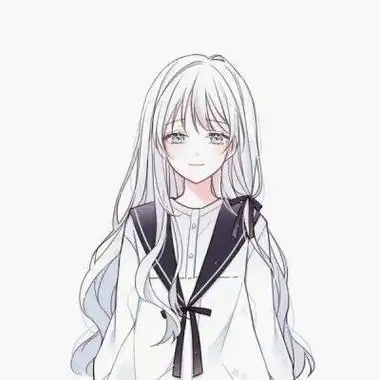 二次元少女头像银色长发蓝瞳白色系清新