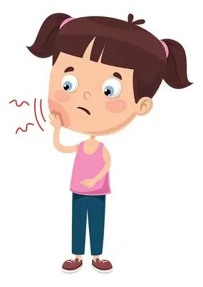 卡通牙痛的女孩
