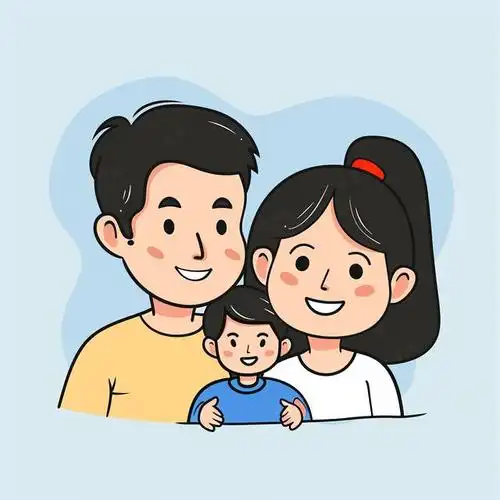 亲子头像|一家三口超萌简笔画亲子头像