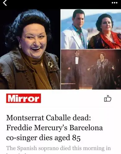 音乐快报西班牙著名女高音卡巴耶于10月6日逝世