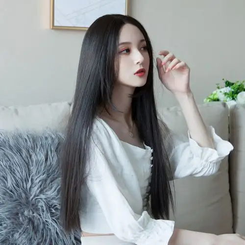 假发中分女长直发 韩版无刘海前蕾丝黑色假发女长发无痕自然全头
