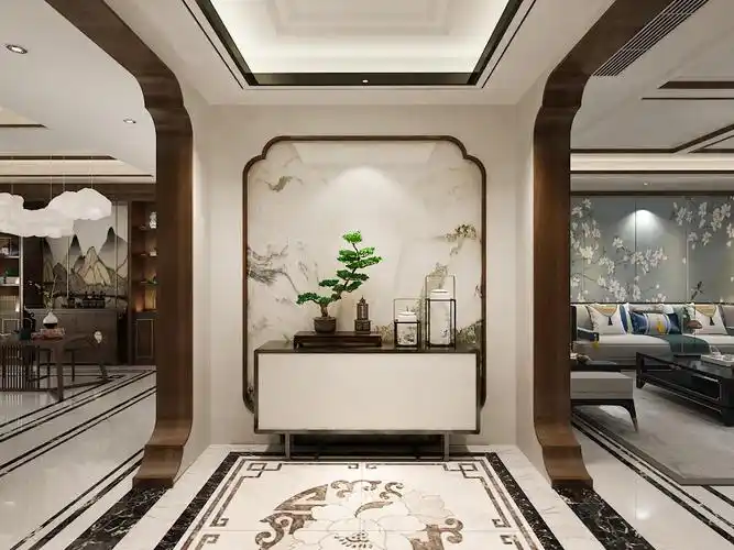 新中式风三居室玄关装修效果图