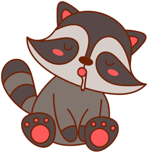可爱卖萌动物勾边漫画贴纸插画元素小浣熊