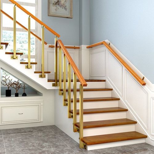 现代简约公寓楼梯栏杆阳台实木护栏室内阁楼客厅别墅扶手铁艺家用