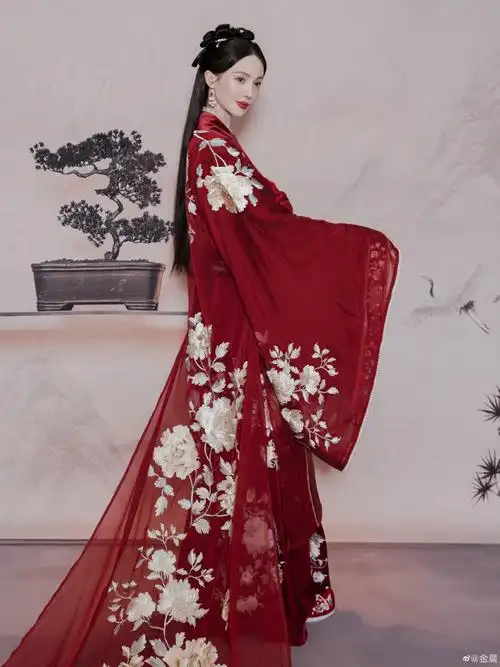 金晨一身古装长裙曳地,手持古扇,如若古画中的美人_高清图集_新浪网