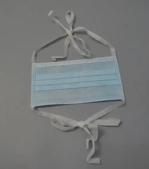 fsile绑带式一次性三层无纺布口罩系绳隔离秋冬保暖防护口罩50只蓝色