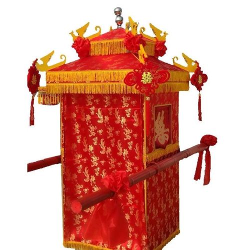 中式婚礼结婚用品大花轿木雕龙凤喜轿子折叠双顶山东依百莲可定做