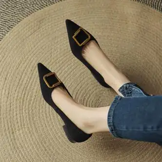 dwviviur单鞋女豆豆鞋温柔鞋子女平底2024季浅口低跟单鞋一脚蹬女鞋