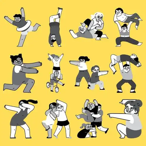 人物搞笑猎奇趣味姿势漫画插画元素