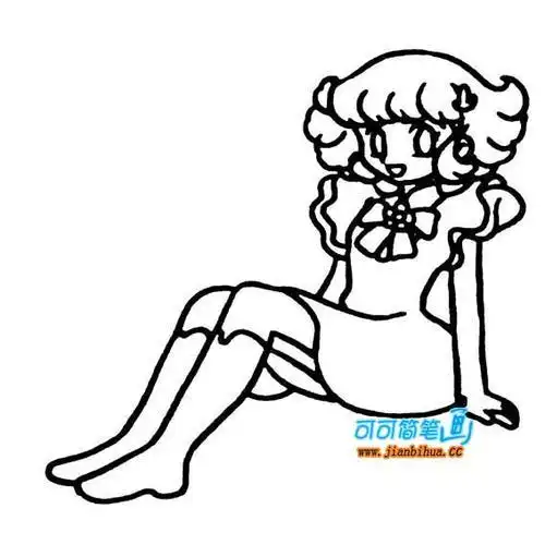 简笔画女生卡通人物花朵