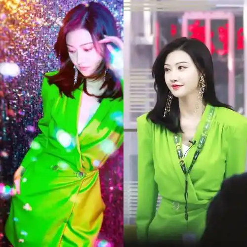 「绿色系列」当个明星穿起绿色衣服,哪一个更好看呢_一身_气质_长裙