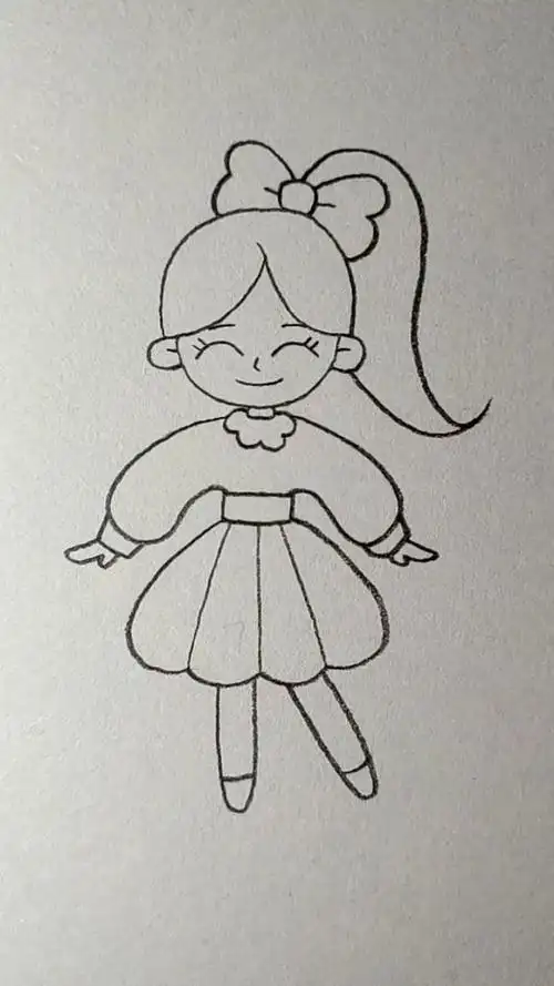 画一个可爱的小女孩,快跟我学起来