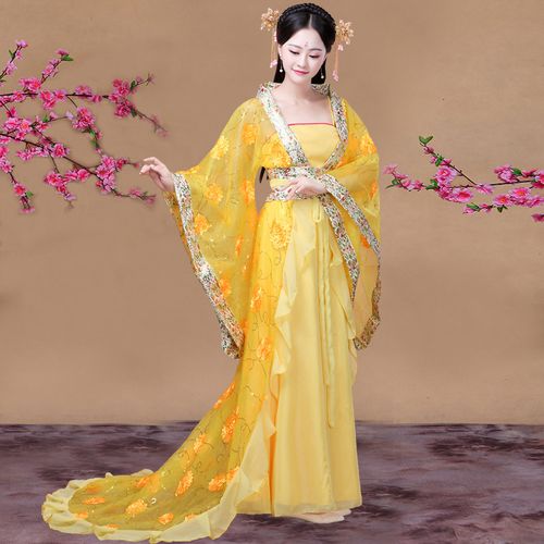 古装贵妃服装女拖尾改良汉服唐朝公主皇后舞台演出服走秀摄影春秋