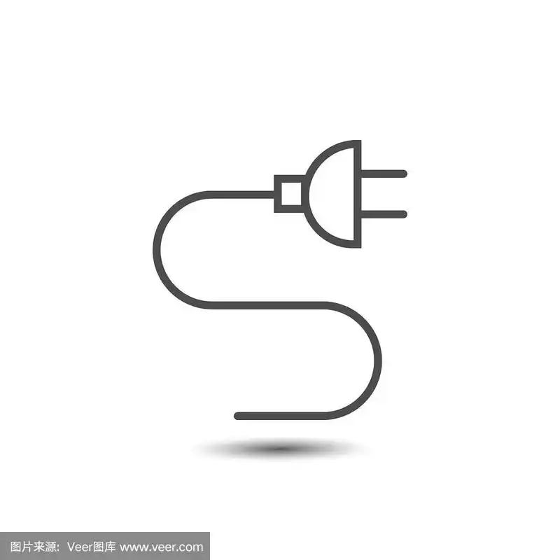 插头图标,矢量插图孤立在白色背景