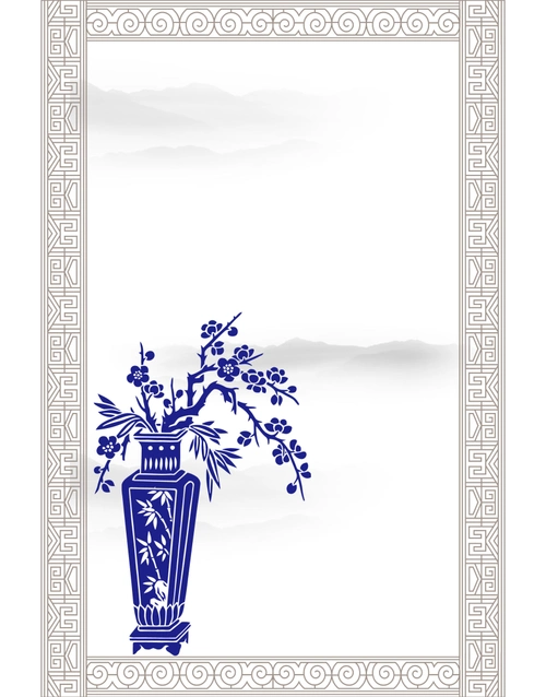 青花瓷简约边框平面广告