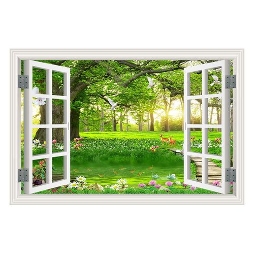 假窗户墙贴自粘自贴卧室客厅餐厅沙发背景墙风景贴画壁贴纸贴纸墙贴自